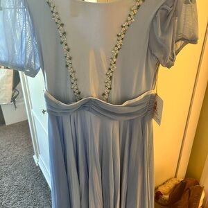 Light Blue Dress with Floral Accents